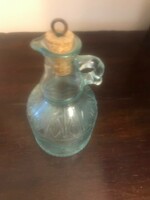 Flask liqueur/brandy bottle with stopper. In undamaged condition. /Pattern glass/ 18x11 cm