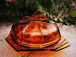 ART DECO BOROSTYÁN ÜVEG VAJTARTÓ