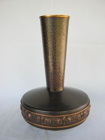 Retro ... Industrial copper vase in a circle with rose decoration 28 cm