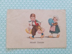 Régi húsvéti képeslap gyerekek motívum levelezőlap