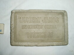 Régi pecsétes tégla öntő forma " Újhelly János cementárú gyára Tótkomlós " - Lac85 számára
