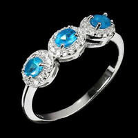 925 Sterling silver ring with paraiba tourmaline, size 8