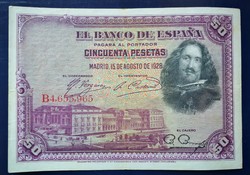 Spain 50 pesetas 1928 f