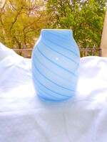 Súlyos vastag kézműves  skandináv üveg váza, modern design