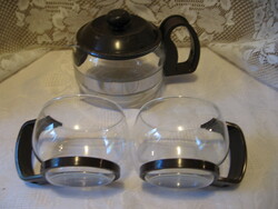 Pyrex hőálló retro teás szett 2 pohárral