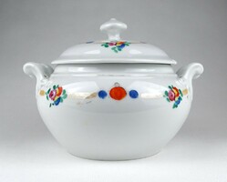 1J941 old marked Viennese flower pattern porcelain soup bowl coma bowl