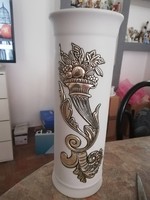 Limoges  nagy porcelán váza, fém díszítéssel 32 cm