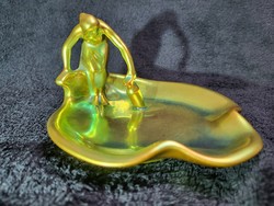 Lajos Mack: water-immersing woman - Zsolnay eozin bowl - 6449 | flawless!