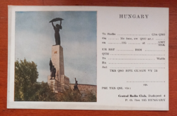 Gellérthegyi Szabadságszobor Rádió amatőr (QSL) képeslap az 1950-es évekből.