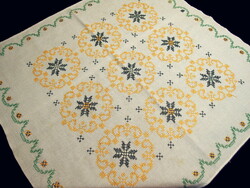 Old tablecloth embroidered with a cross-stitch pattern, 78 x 74 cm