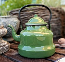 Régi zöld zománcos teás kanna 1.5 literes