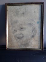 Unsigned pencil drawing - study drawing - child's head 078