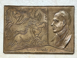 Miklós Borsos marked bronze large plaque István Gáll 1983
