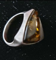Ezüst (925) ékszer,  ezüst gyűrű ritka zöld borostyán köves, elegáns, dekoratív