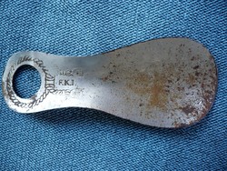 Old nickel-plated iron cord pattern shoe spoon