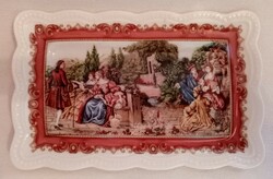 Old marked porcelain romantic scene small serving tray / serving tray