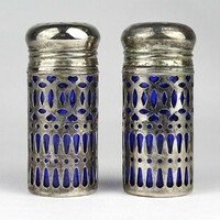 1K087 tabletop spice shaker with blue insert, pair of salt and pepper holders 9.5 Cm