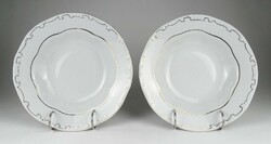 1K045 Aranyozott Zsolnay porcelán leveses tányér pár készlet pótlásnak 22.5 cm