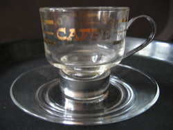 Aranyozott mokkás üveg csésze fém betétben