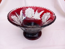 Old Czech (Bohemian) ruby red glass serving bowl.