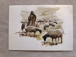 Postatiszta Húsvéti képeslap - " A jó pásztor Ján. 10:11 "