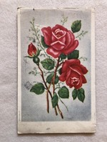 Régi Rózsa virágos grafikus képeslap