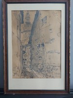 ! utcarészlet - szignált ceruzarajz -  108
