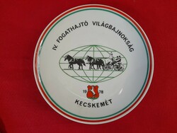 Zsolnay Cogwheel World Championship 1978 porcelain wall plate, plate. 20 Cm.