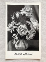 Antique, old floral postcard - post clean