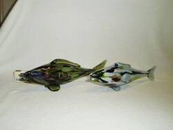 Two retro glass fish - sold together - 31 cm