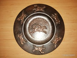 Retro réz falitányér szegedi csikós ló lovak domború motívummal  átm. 21,5 cm (n)