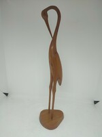 Retró kecses fa kócsag szobor 36 cm