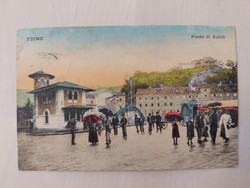 Fiume - Ponte di Susak, életkép, utcakép, emberek, 1912, képeslap
