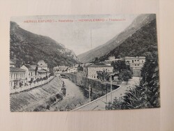 Herkulesfürdő, látkép folyóval, 1920 előtti képeslap, Erdély