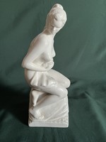 Sándor Oláh cracked glazed ceramic nude figurine 1959 33 cm