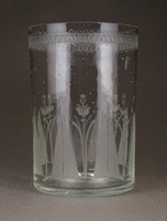 1F773 Antik helvéciai csiszolt mintás fújt üveg pohár 1700-as évekbeli darab 11 cm
