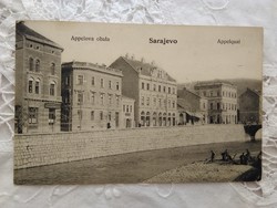 Antik képeslap/reklámlap, Sarajevo, épületek, Mentholos sósborszesz reklám/Szarajevó