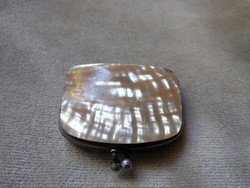 Antik viktoriánus gyöngyház szelence pénztárca ékszertartó kagyló