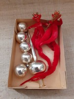Régi üveg karácsonyfadísz Csúcsdísszel krampuszokkal dobozában egyben