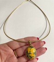 925 Silver 14k gold-plated necklace with agate stone pendant