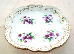 Porcelain serving bowl with violet pattern