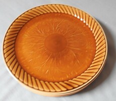 Sarreguemines brown plate set - large flat plates with sun pattern