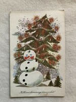 Régi Karácsonyi képeslap, rajzos levelezőlap - Hajnal Gabriella rajz