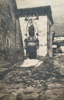 Lénárd Lévy Róbert: Toledo, 1912 (rézkarc, kerettel 30x23 cm) spanyol utcakép