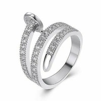 Cartier Juste un Clou replika, 18K WGF gyűrű, fehér CZ kristályokkal
