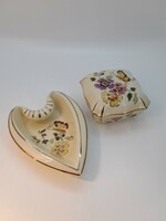 Zsolnay butterfly patterned bonbonier and heart shaped bowl