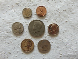 USA cent - 1/2 dollár fémpénz 7 darab LOT !