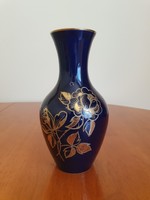 Blue cobalt vase, unter weiss bach, 18 cm