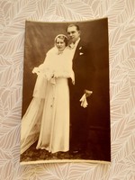 Régi esküvői fotó 1936 menyasszony vőlegény fénykép