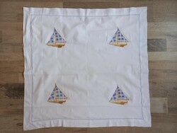 Pillow cover with a sailing ship pattern